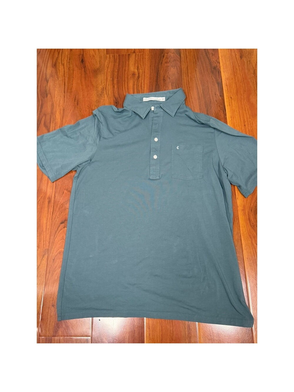 Criquet Players Polo Shirt Mens Large Pima Cotton Stretch Teal Blue Short Sleeve